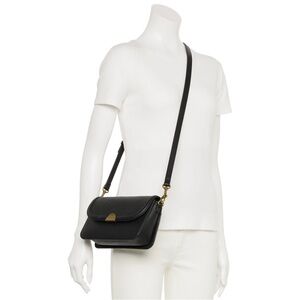 Ellie Black Flap Crossbody Bag Brass Hardware